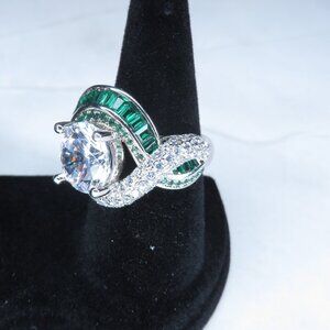Vintage 3.8 ct Halo Round Cut White Sapphire Ring